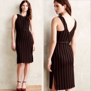 Maeve Size XS Motif Meridian Brown & Black Pencil Dress with Zipper Enclosure
